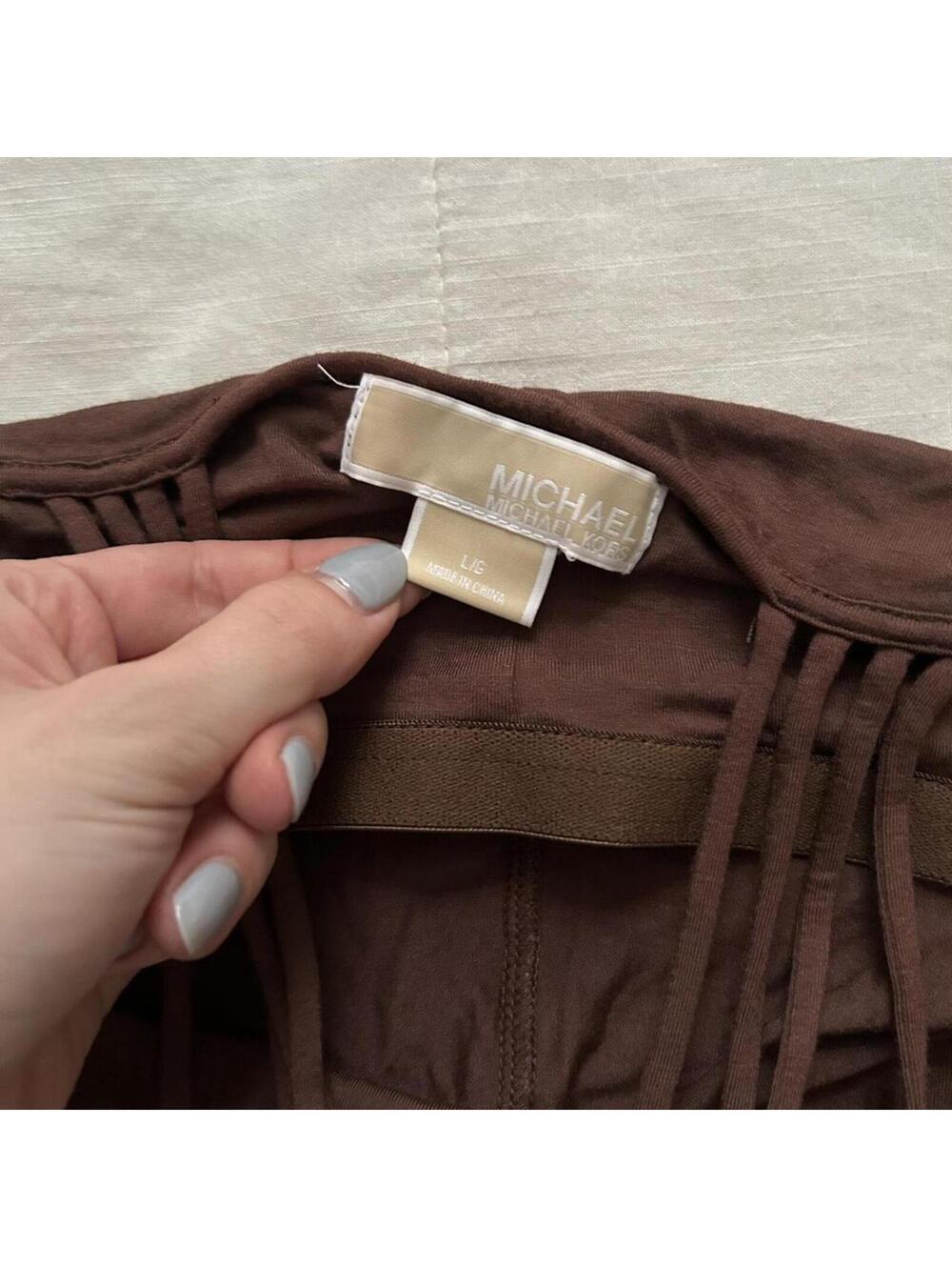Michael Kors Brown Beaded Halter Top Shelf Bra Size L - Picture 3 of 8